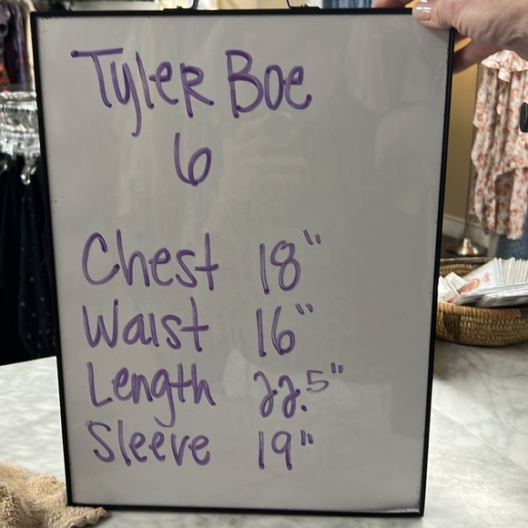 Tyler Boe Blue White Tweed Hook Front Blazer with Pockets size 6 - Picture 13 of 13